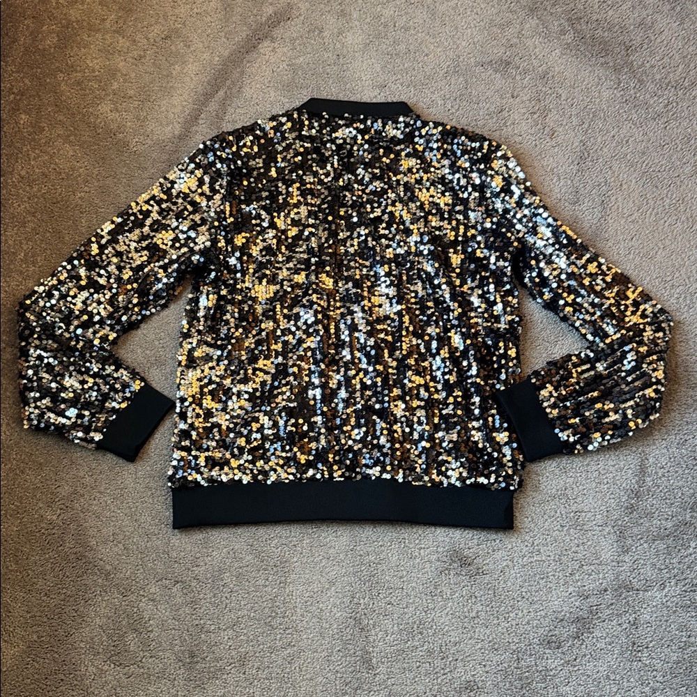 Anna Kaci Silver Sequin Full Zip Jacket Size Xl - image 5